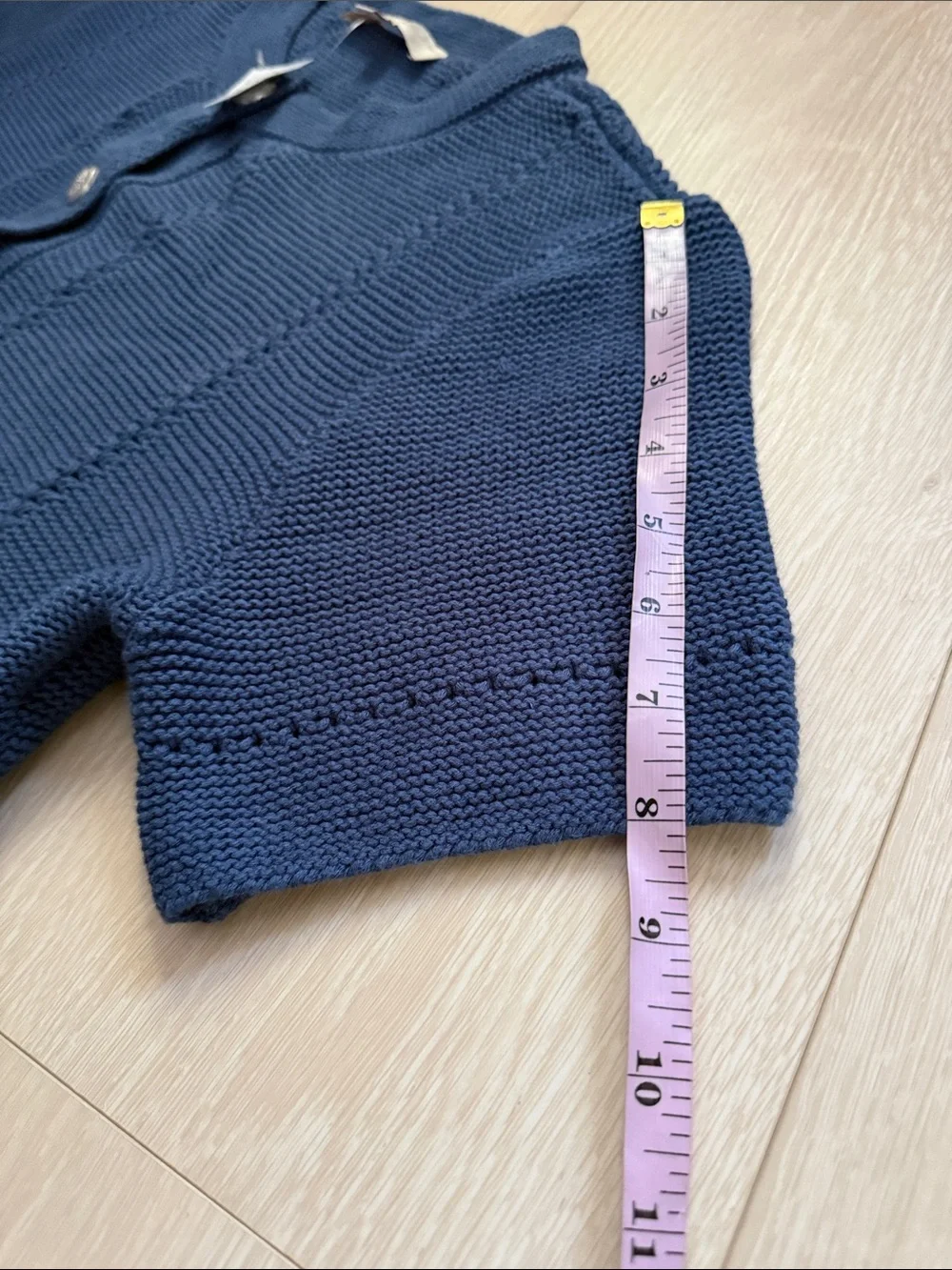 LOFT Short-Sleeve Knit Cardigan in Blue - Picture 8 of 9